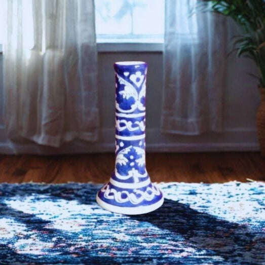 Blue & White Ceramic Cylinder Vase Tiny